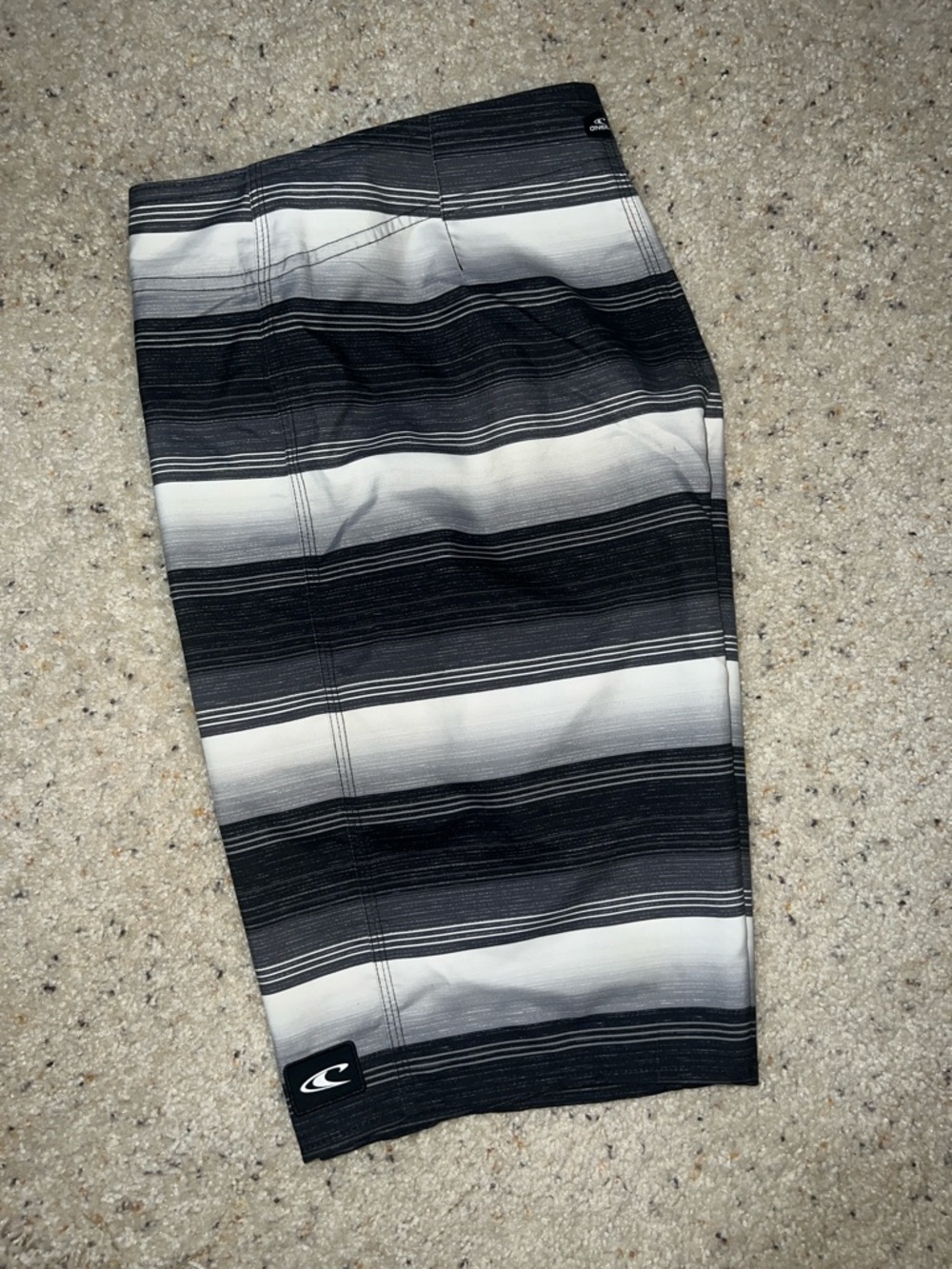 O'Neill Black & White Horizontal Stripe Boardshorts